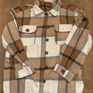 SHEIN Brown and Cream Striped Top